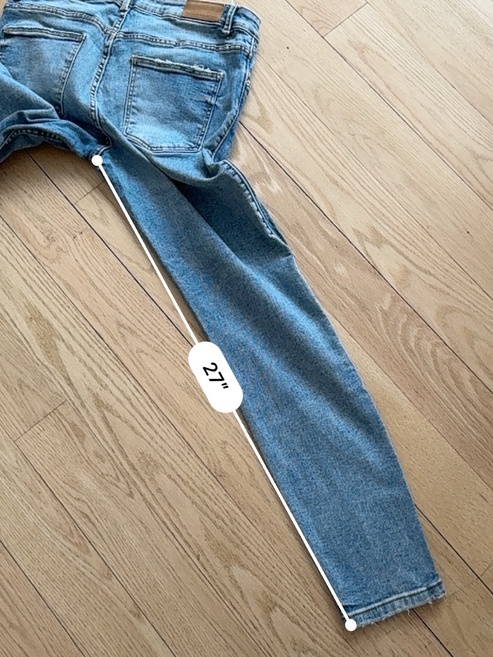 Zara Light Blue Slim Fit Distressed Jeans 8 - Picture 5 of 7